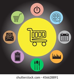 Vector shopping cart line icon