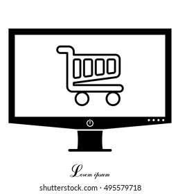 Vector shopping cart line icon