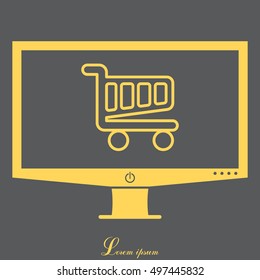 Vector shopping cart line icon