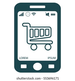 Vector shopping cart line icon