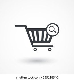 Vector Shopping Cart and Magnifying Glass Icon