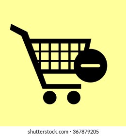 Vector Shopping Cart Remove from Cart Icon.   Flat style icon vector illustration.