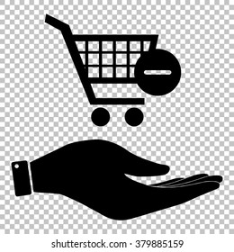 Vector Shopping Cart Remove from Cart Icon. Save or protect symbol by hand.