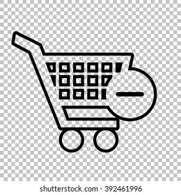Vector Shopping Cart Remove from Cart Icon. Line icon on transparent background