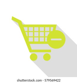 Vector Shopping Cart with Remove sign. Pear icon with flat style shadow path.