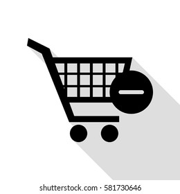 Vector Shopping Cart with Remove sign. Black icon with flat style shadow path.