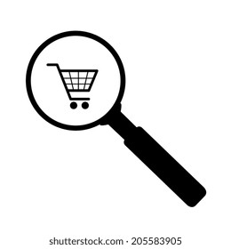 Vector shopping cart with Search Icon