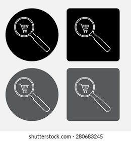 Vector shopping cart with Search Icon 