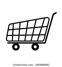 Vector shopping cart, viewed from the side.