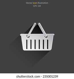 Vector shopping cart web flat icon. Eps 10.