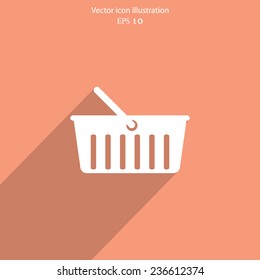 Vector shopping cart web flat icon. Eps 10.