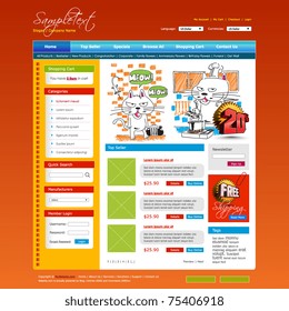 Vector Shopping Cart Website Design Template