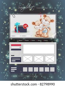 Design-Vorlage für Vektorgrafik-Warenkorb-Website