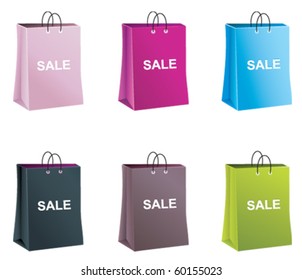 Vector shopping colored paper bags