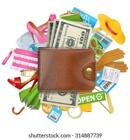 Vector Shopping Concept with Wallet