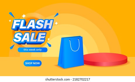 Vector Shopping day poster or banner with product podium scene and spotlight background. Banner template design for social media and websites.