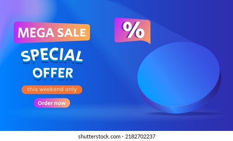 Vector Shopping day poster or banner with product podium scene and spotlight background. Banner template design for social media and websites.