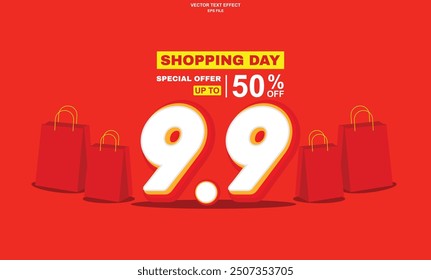 Vector shopping day sale banner template design 9.9