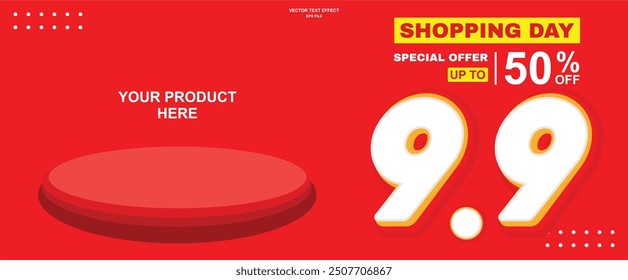 Vector shopping day sale banner template design 9.9