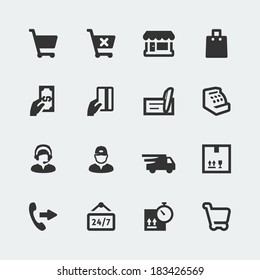 Vector shopping and e-store mini icons set