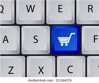 Vector shopping icon on keyboard. Eps 10