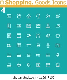 Vector shopping icon set. Domestic objects