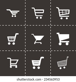 Vector shopping icon set on black background