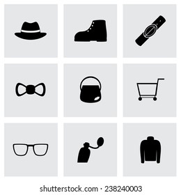 Vector shopping icon set on grey background