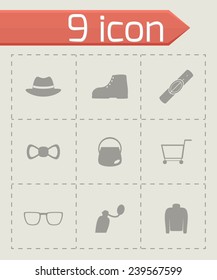 Vector shopping icon set on grey background