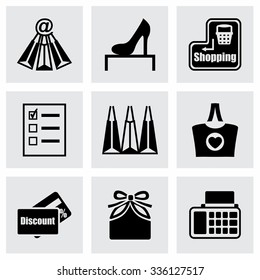 Vector Shopping icon set on grey background