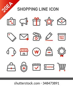 Vector shopping line icon set