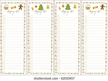 Vector shopping list with christmas ornaments and icons