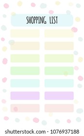 Vector shopping list. Organizer and Schedule. 