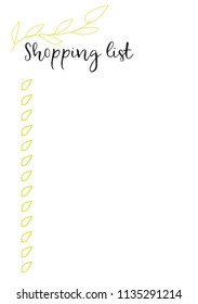 Vector shopping list. Organizer and Schedule.