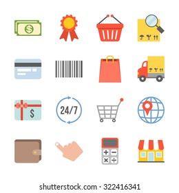 Vector shopping and logistic icons set,flat design