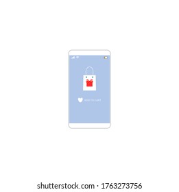 Vector Shopping On Mobile App And Add To Card Sign For Collection