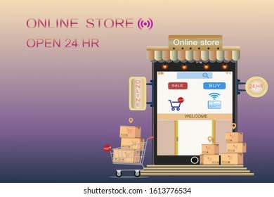 Vector of shopping online concept design