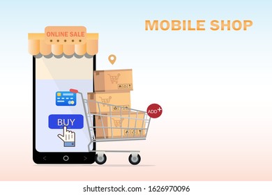 Vector of shopping online concept idea