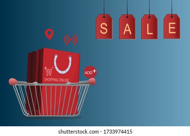 Vector de la idea de concepto de compras en línea