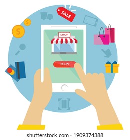 vector shopping online fast delivery simple used by mobile application