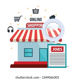 Vector shopping online illustration, marketing and online store with "shopping online" fine job concept