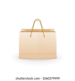 Vector shopping paper bag with rope handles