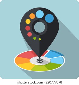 Vector Shopping Pointer and Business Pie Chart 