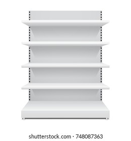 Vector shopping rack, shelf template, isolated on white