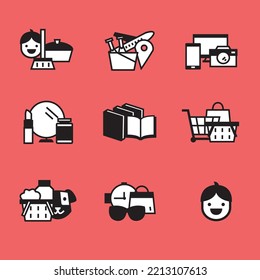vector shopping symbol sign object set