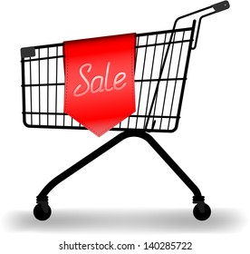 vector shopping trolleys and sale sign, gradient mesh used for shadow, raster version available