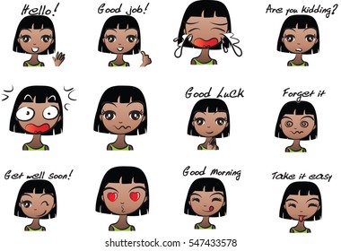 vector short hair black beauty