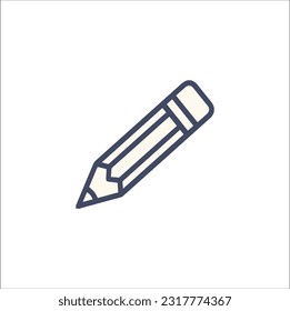 Vector short pencil, Realistic pencil isolated cartoon with rubber eraser.
