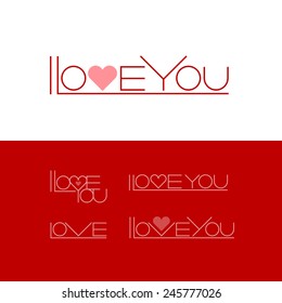 Vector short phrase I Love You. Eps8. RGB. Gradients free