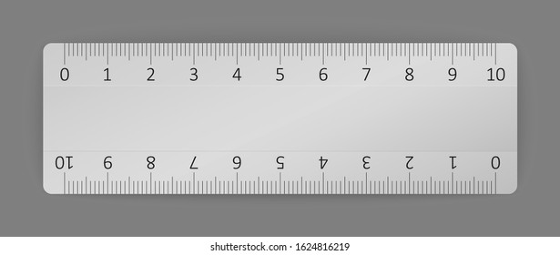 vector short realistic ruler made of metal
